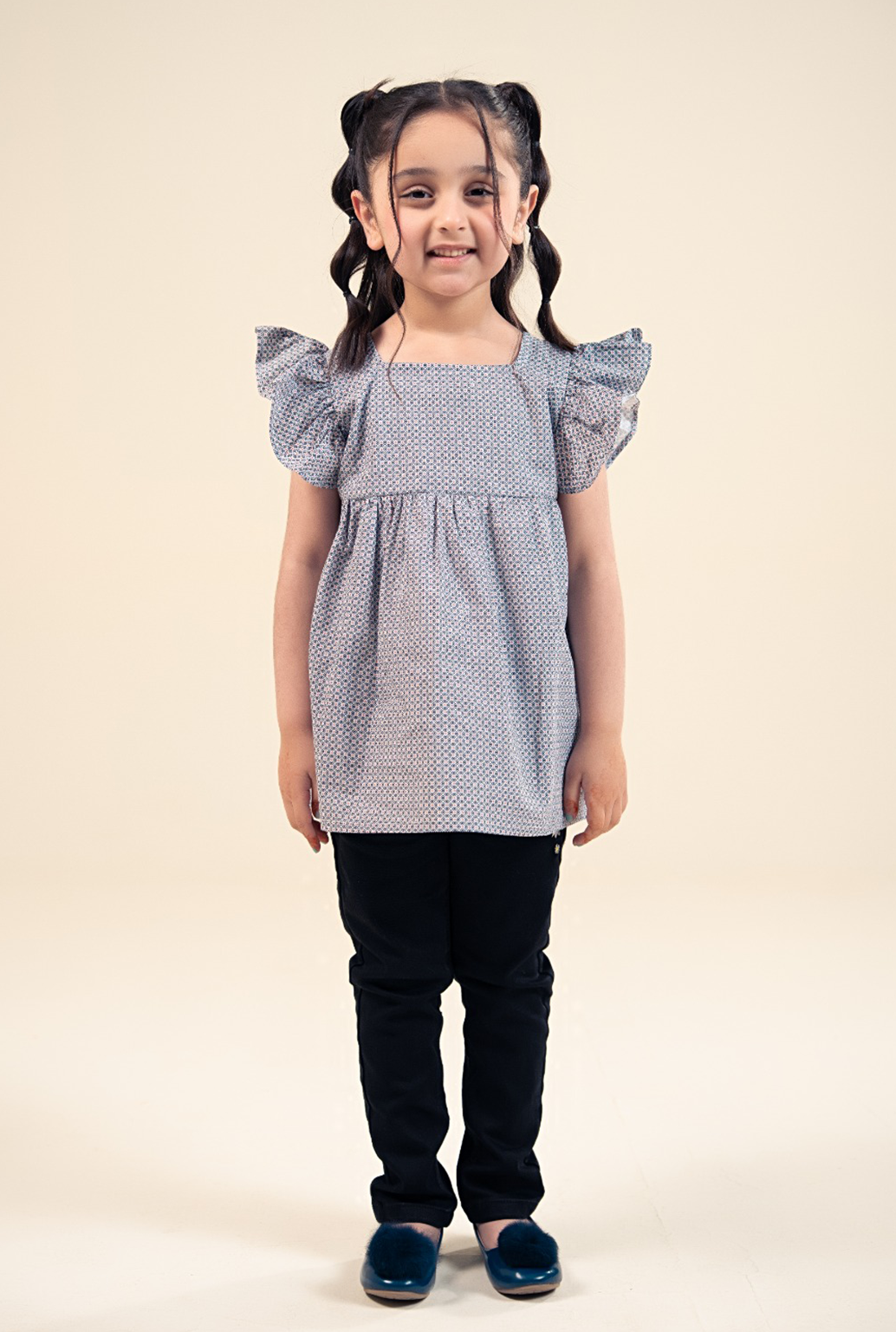 Black And Oringer Dot Print Top