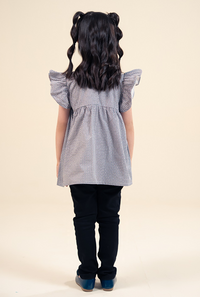 Black And Oringer Dot Print Top