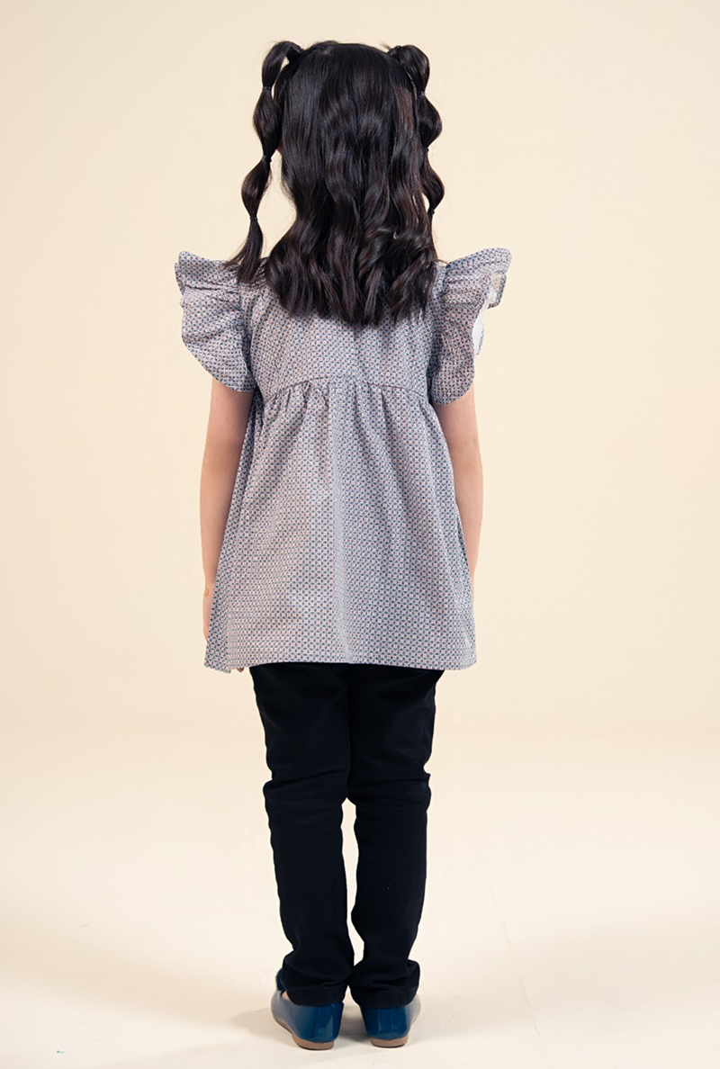 Black And Oringer Dot Print Top