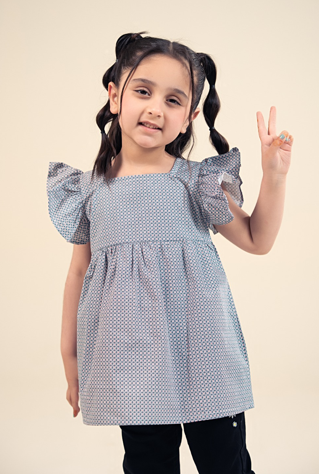 Black And Oringer Dot Print Top