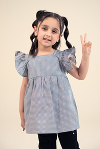 Black And Oringer Dot Print Top