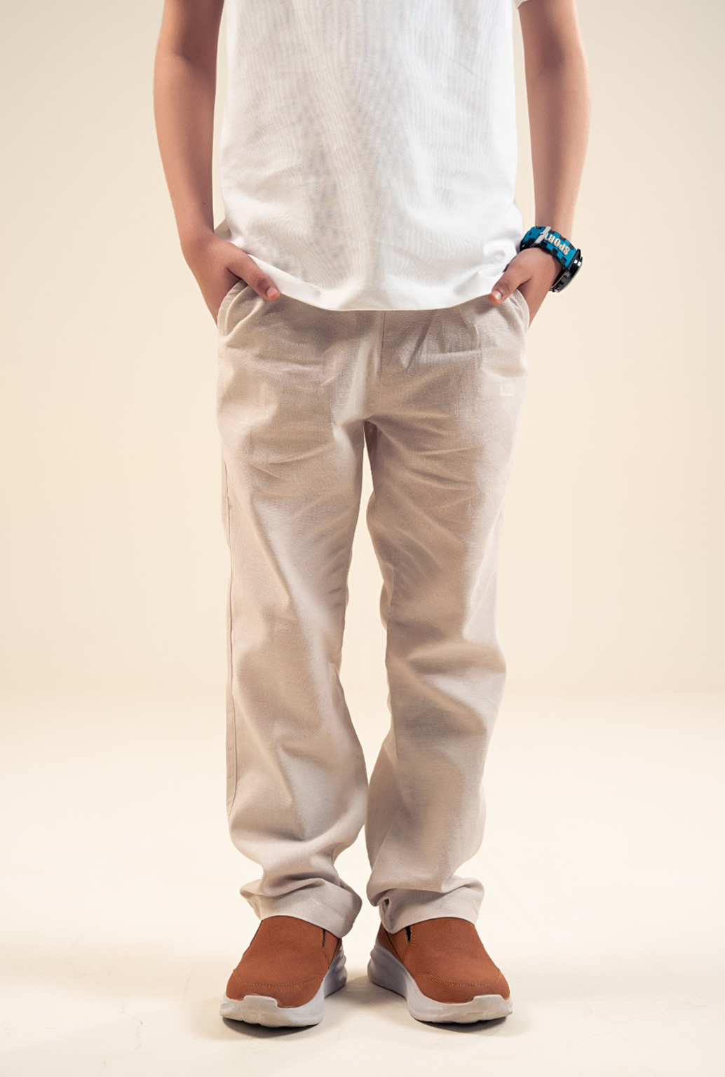 Light Skin Cotton Linen Boys Trouser