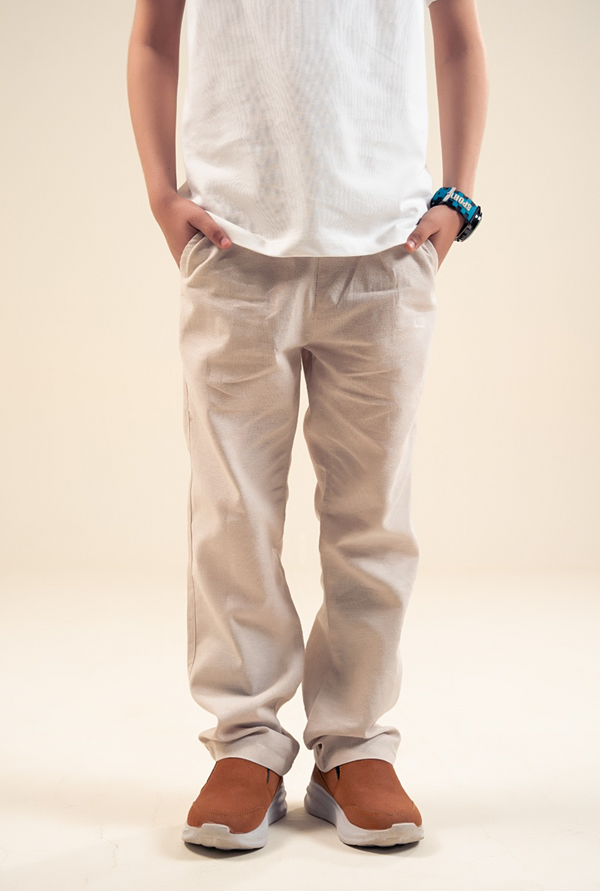 Light Skin Cotton Linen Boys Trouser