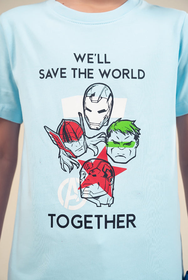 Sky Blue Superhero Squad Knit T Shirt