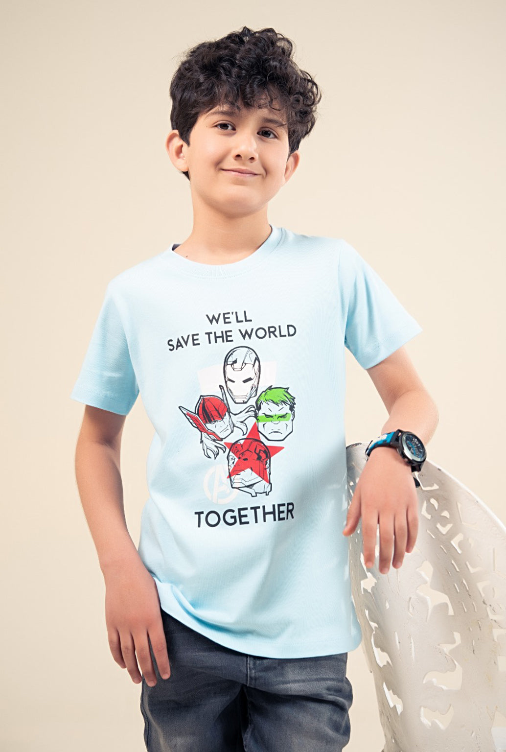 Sky Blue Superhero Squad Knit T Shirt