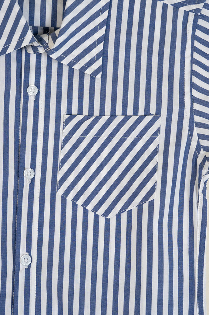 Blue And White Linning Casual Shirt