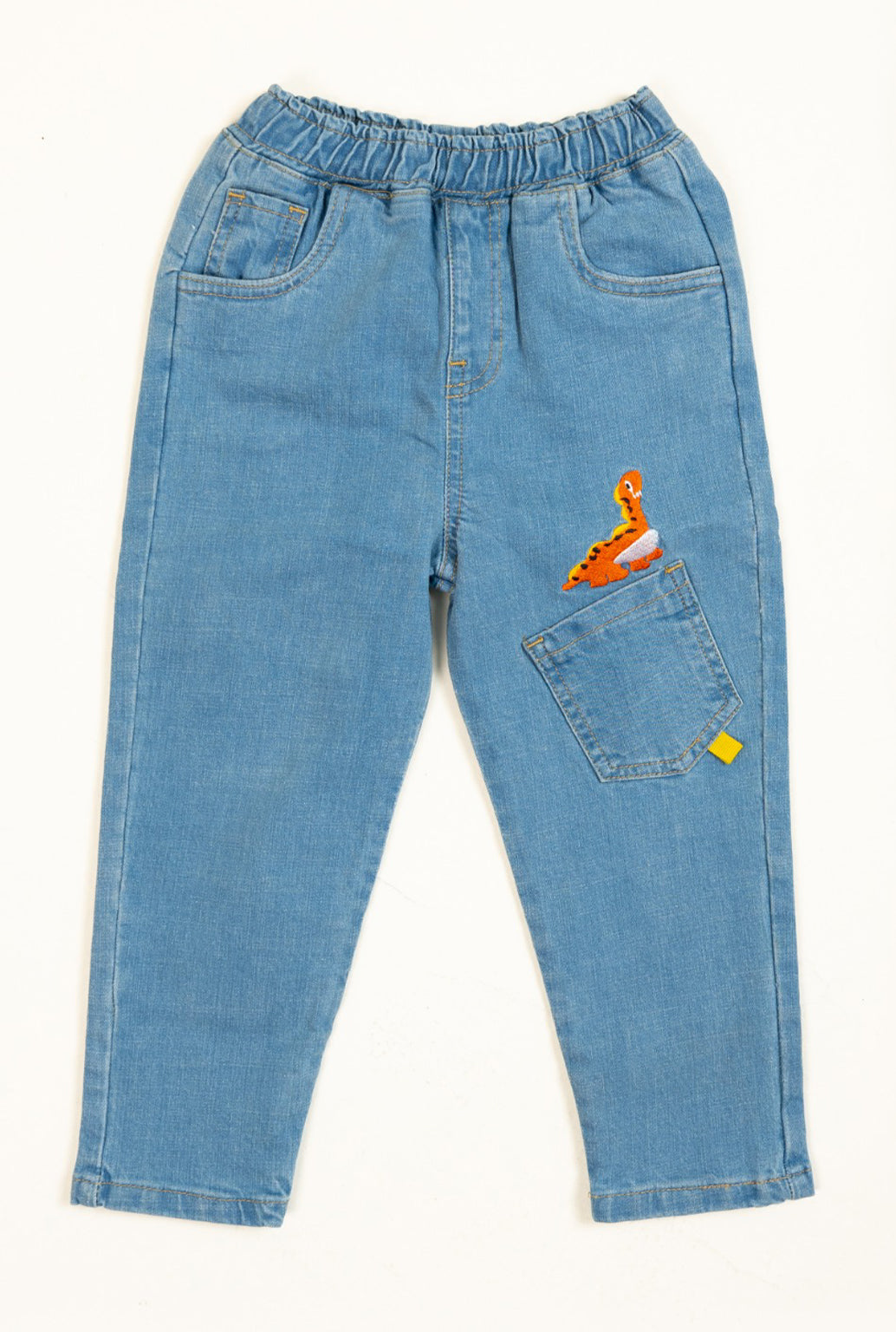 Cool Blue Boys Denim With Dino Embroidrey