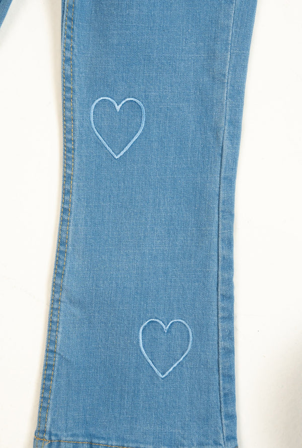 Light Blue Jeans With Blue Embroidery Heart