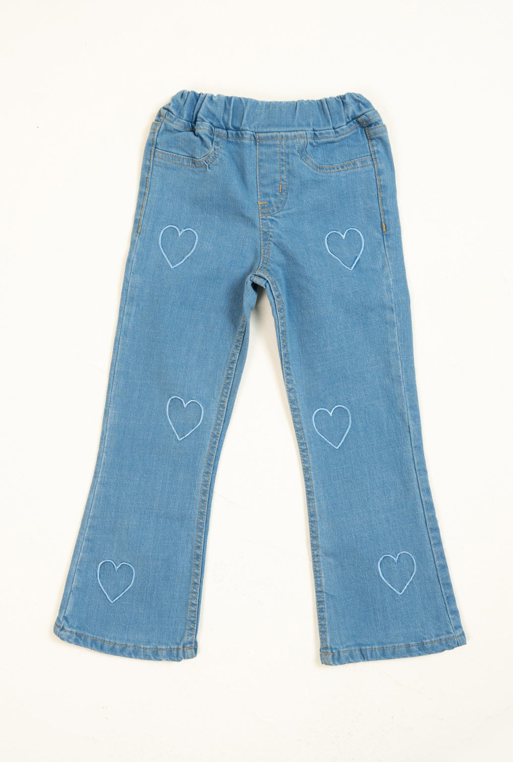 Light Blue Jeans With Blue Embroidery Heart
