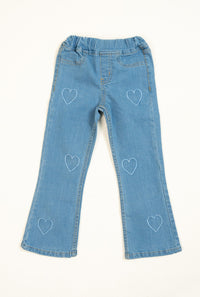 Light Blue Jeans With Blue Embroidery Heart
