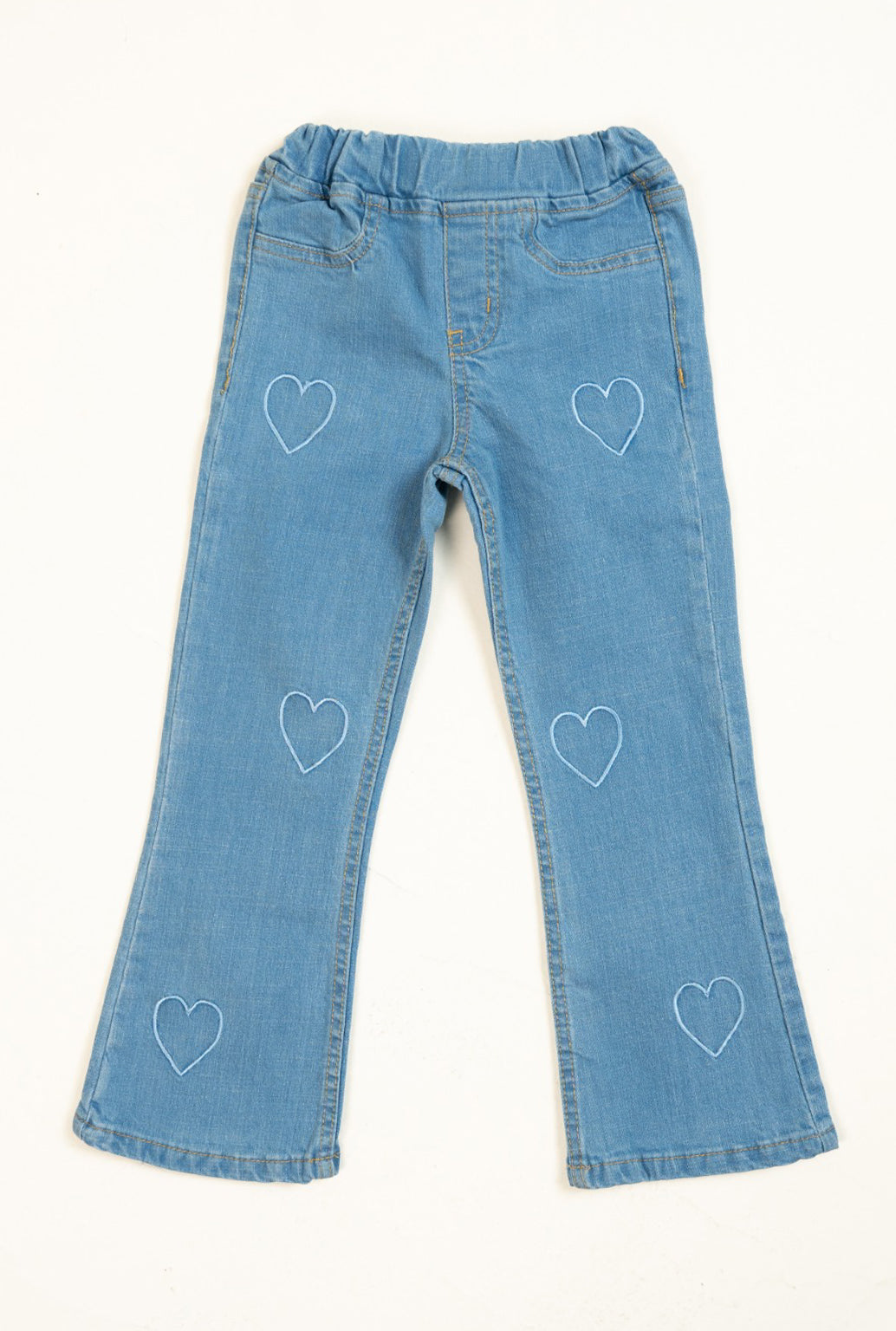 Light Blue Jeans With Blue Embroidery Heart